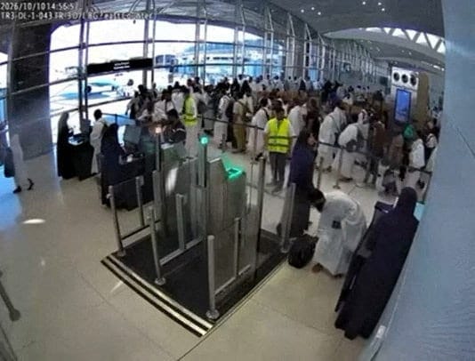 Surveillance footage shows people standing, right before the moment of an attack at King Khalid International Airport in Riyadh, Saudi Arabia, October 10, 2026, in this screengrab from a handout video. Saudi Ministry of Media/Handout via REUTERS REUT