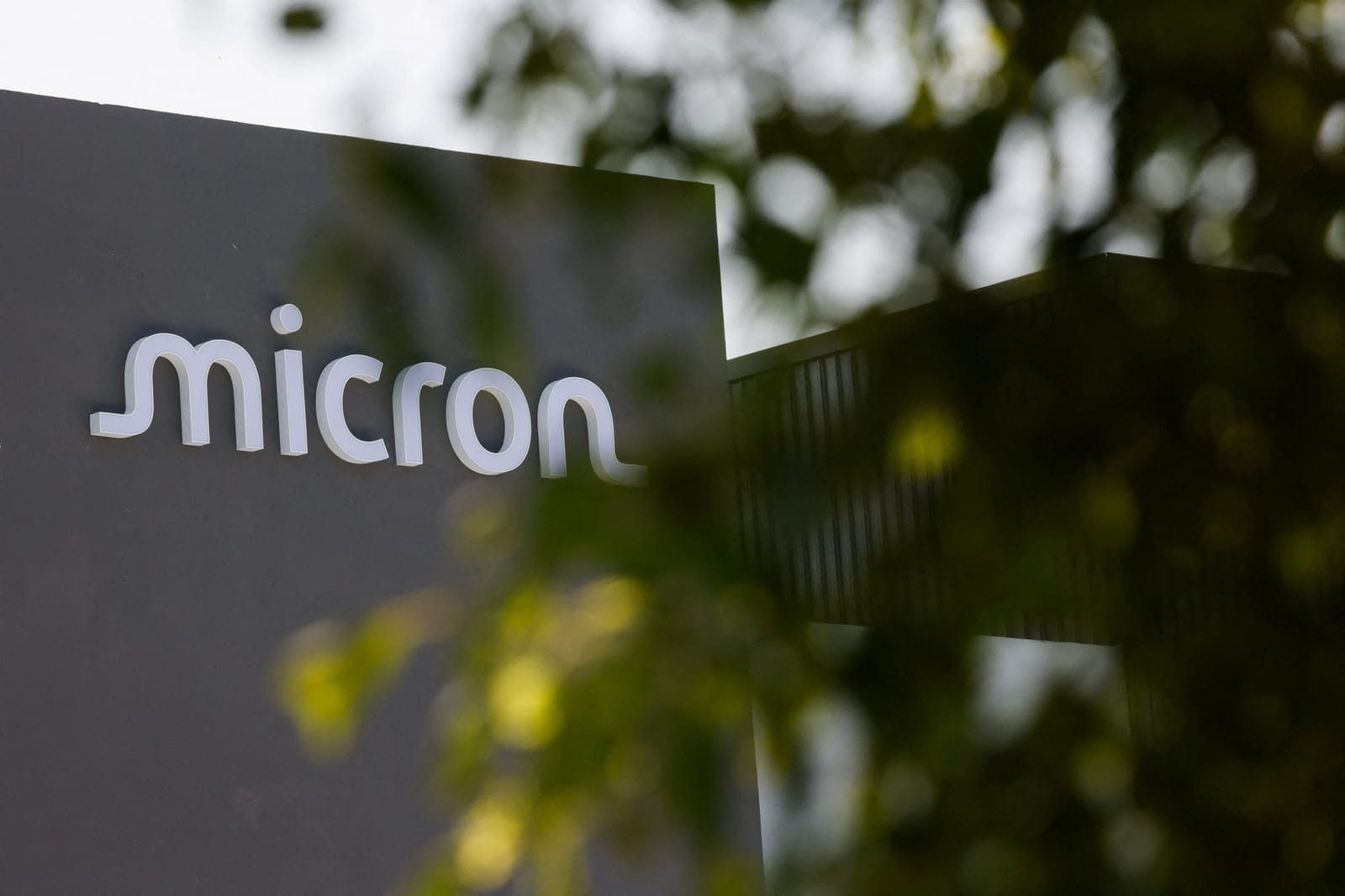 A Micron logo is displayed at the newly opened Advanced Assembly and Test Taiwan 2 (AATT2) facility in Taichung, Taiwan, October 15, 2026. REUTERS/Ann Wang