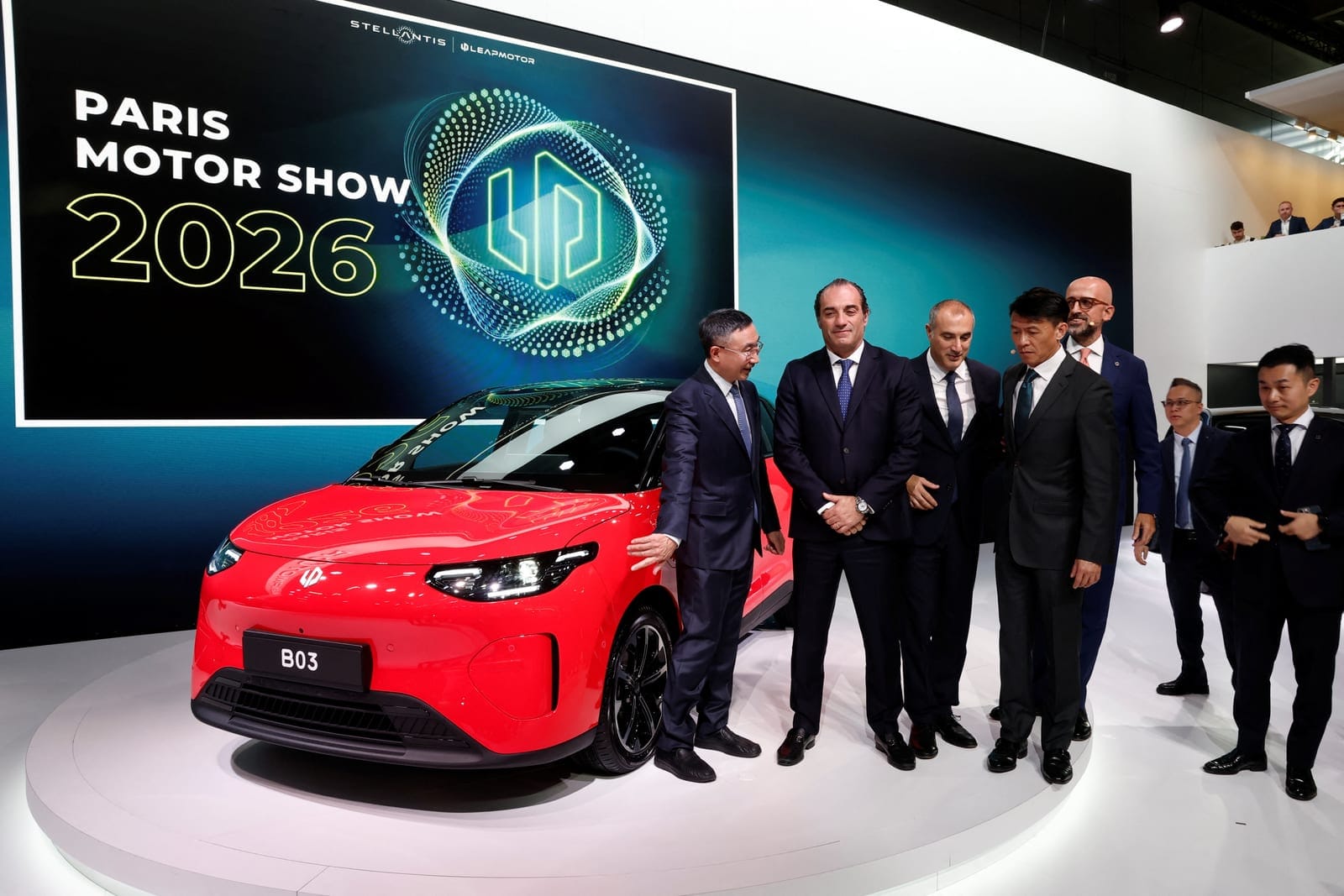 Jiangming Zhu, Founder, Chairman of the Board and CEO of Leapmotor, Emanuele Cappellano, Chief Operating Officer (COO) for Enlarged Europe & European Brands and Head of Stellantis Pro One, Antonio Filosa, CEO of Stellantis, Tianshu Xin, Head of the C