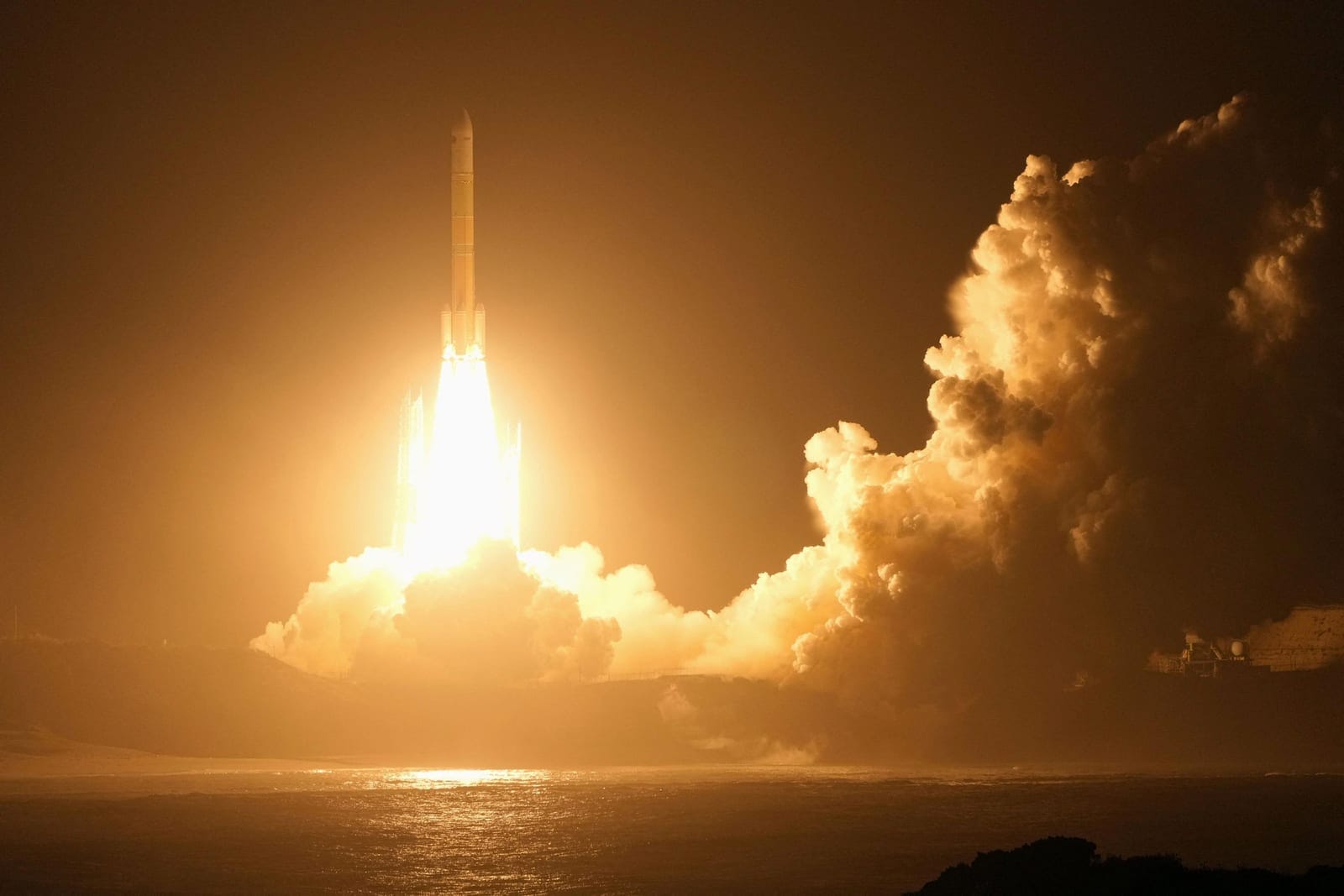 The H3 rocket carrying the Martian Moons Exploration (MMX) rover bound for Mars' moon Phobos lifts off from the Tanegashima Space Center in Minamitane, Kagoshima Prefecture, Japan, October 20, 2026 in this photo taken by Kyodo. Kyodo/via REUTERS REUT