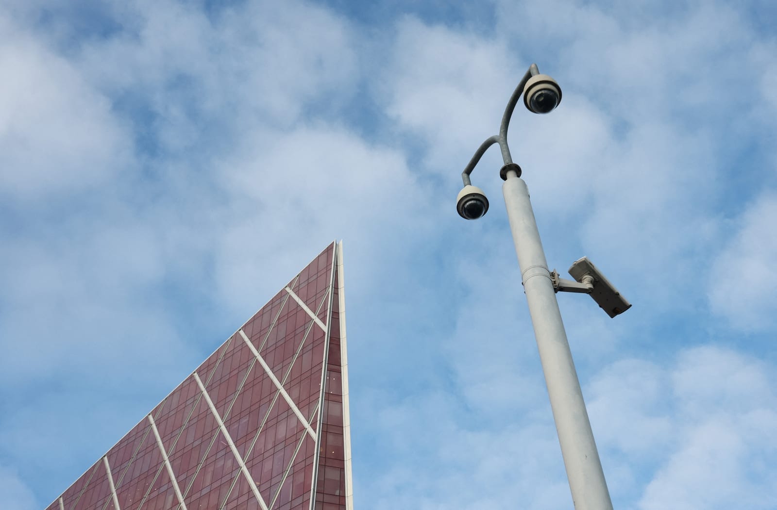Security cameras operate near Nova South building, the headquarters of the National Cyber Security Centre, the UK technical authority for cyber threats and incident management, in London, Britain, October 21, 2026. Government websites across Europe w