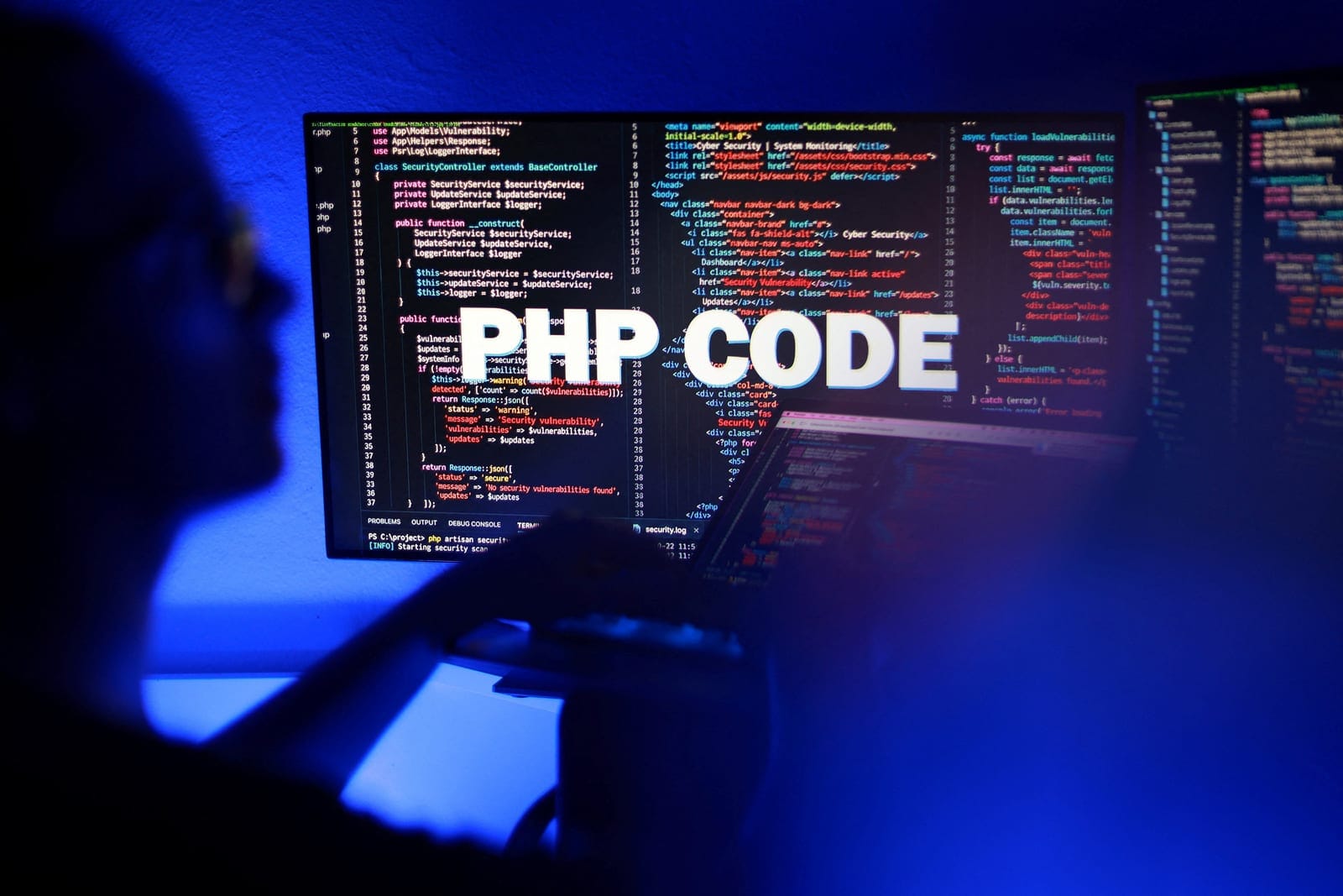 The words "PHP Code" in text and PHP code are displayed on a screen in this illustration taken on October 22, 2026. REUTERS/Dado Ruvic/Illustration