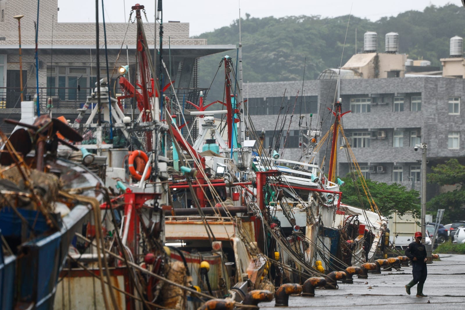 Fishing boats are moored at a fishing port as Typhoon Champi approaches Taiwan, in Keelung, Taiwan, October 23, 2026. REUTERS/Ann Wang