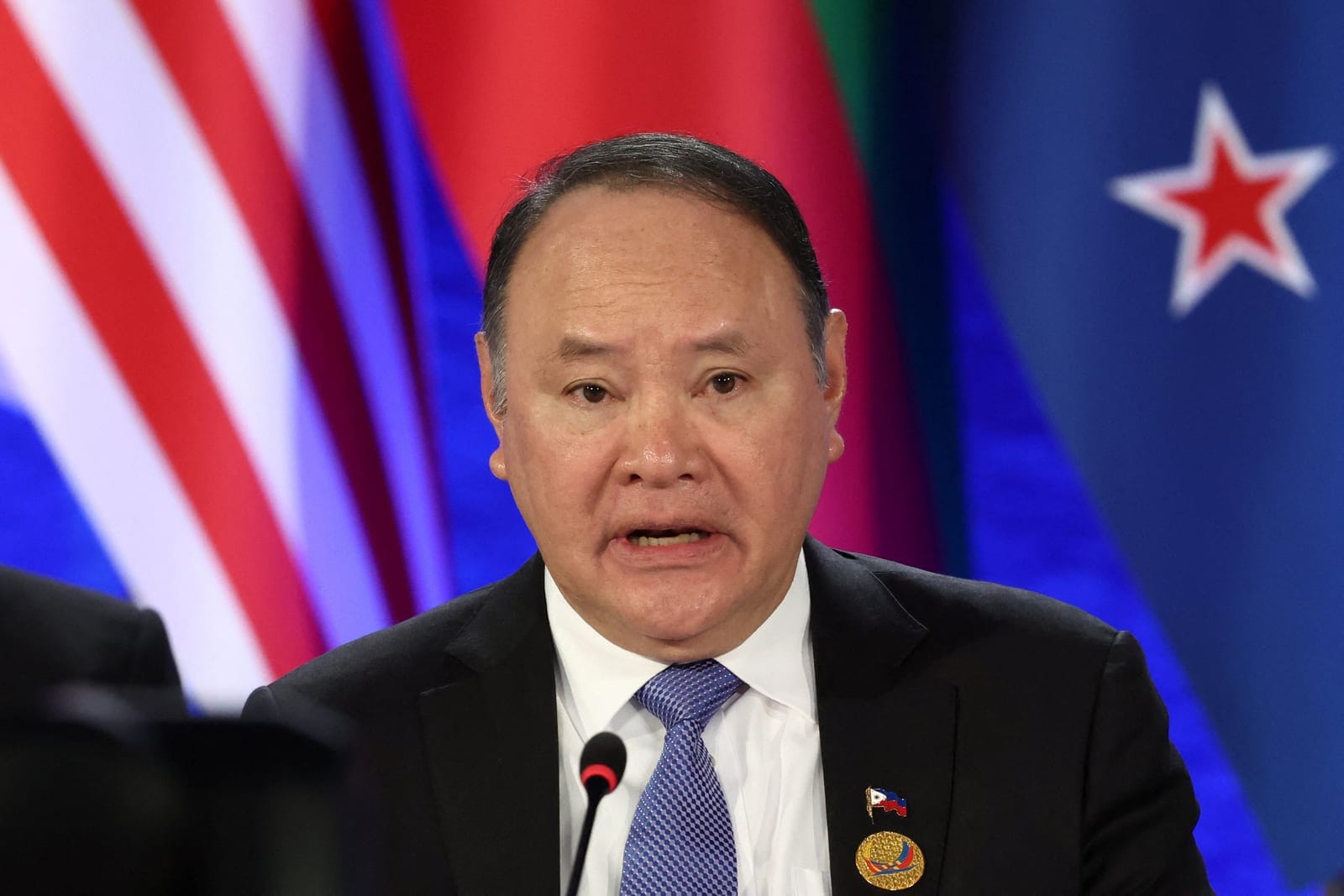 Philippine Defense Secretary Gilberto Teodoro Jr. delivers opening remarks during the 13th ASEAN Defence Ministers’ Meeting-Plus (ADMM-Plus), in Cebu, Philippines, October 29, 2026. REUTERS/Eloisa Lopez/Pool