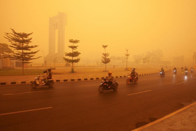Haze due to wildfires in Palangka Raya, Central Kalimantan