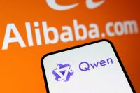 FILE PHOTO: Illustration shows Qwen and Alibaba logos