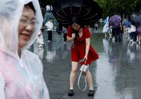 Strong winds ahead of the arrival of Typhoon Dolphin in Shanghai