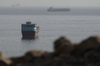 Vessels in the Strait of Hormuz, as seen from Musandam