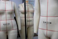 Dress form Mannequins with SHEIN logos are seen in Guangzhou