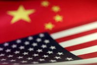 FILE PHOTO: Illustration shows U.S. and Chinese flags