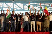 Protest demanding the resignation of India's Chief Election Commissioner Gyanesh Kumar