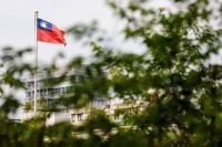A Taiwan flag flutters in Taipei