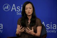 FILE PHOTO: Sue Mi Terry, director at Bower Group Asia, speaks on a "Crisis on the Peninsula: Implications for the U.S. - Korea Alliance" panel at the Asia Society in New York
