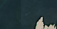 A satellite image shows containers and items floating in the water after a vessel sank near the Strait of Hormuz, off the coast of Oman