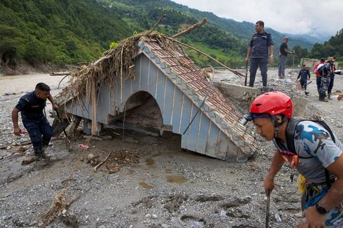 Aftermath of flash floods and mudslide in Nepal