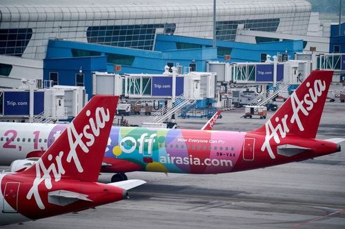 AirAsia planes on the tarmac at Kuala Lumpur International Airport Terminal 2 (KLIA2) in Sepang