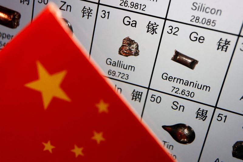 FILE PHOTO: Illustration picture of Gallium and Germanium with Chinese flag