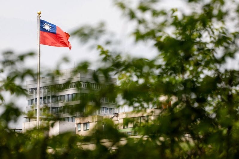 A Taiwan flag flutters in Taipei