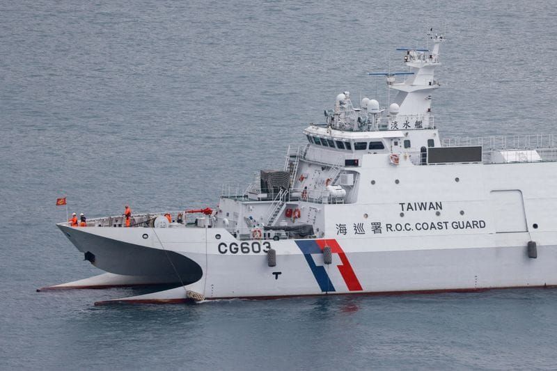 FILE PHOTO: A Taiwan Coast Guard patrol vessel moves in Keelung, as China conducts "Justice Mission 2025" military drills around Taiwan
