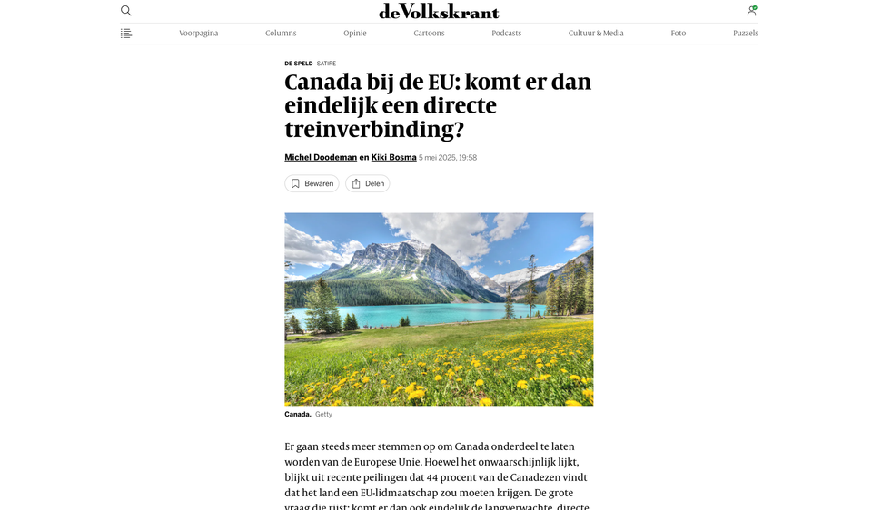De Volkskrant deelt artikelen van De Speld alsof het echt nieuws is