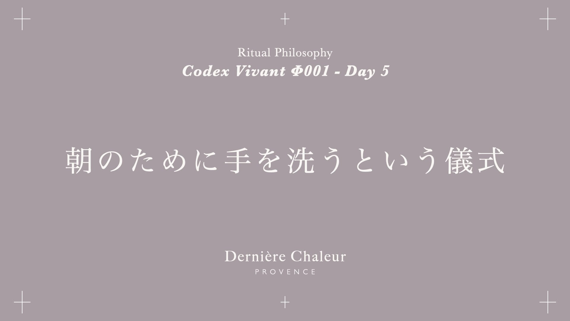Ritualtude φ001 朝のために手を洗うという儀式 Day 5