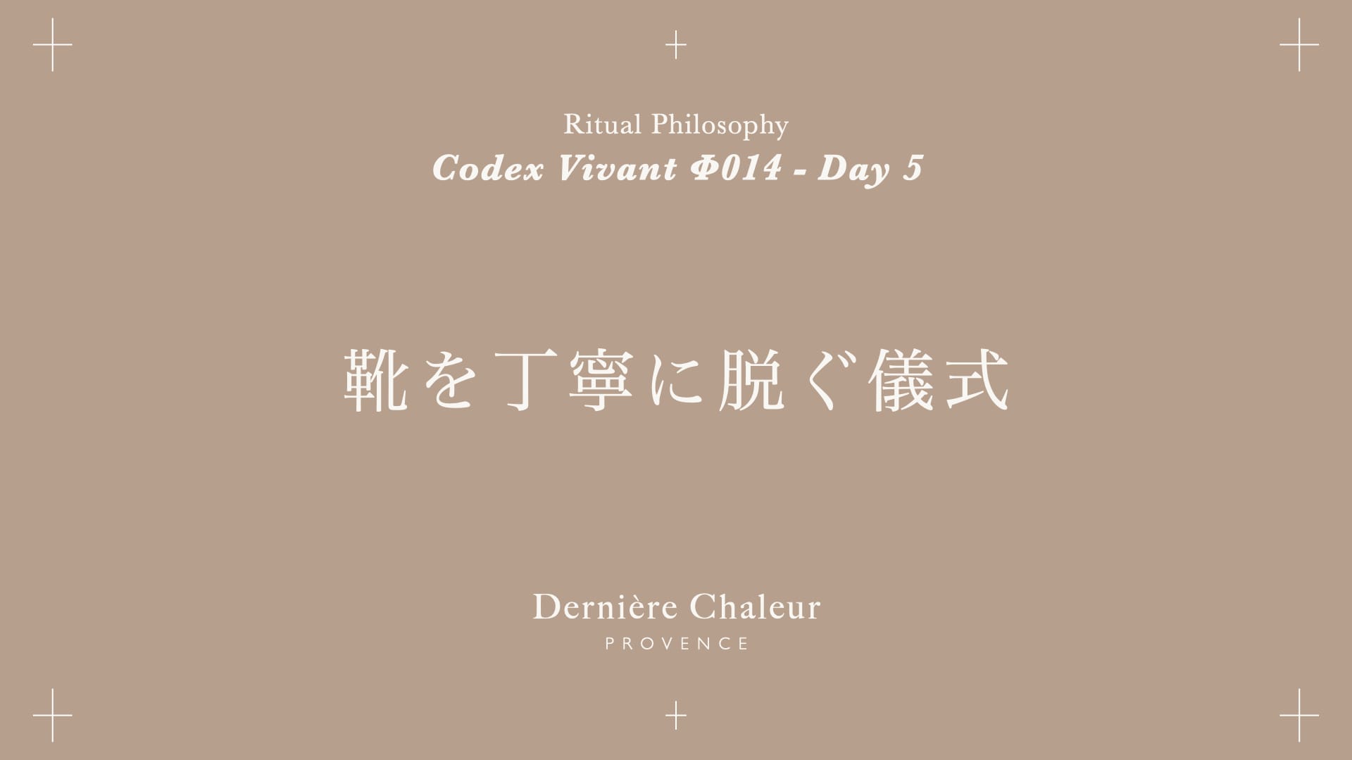 Ritualtude φ014 靴を丁寧に脱ぐ儀式 Day 5