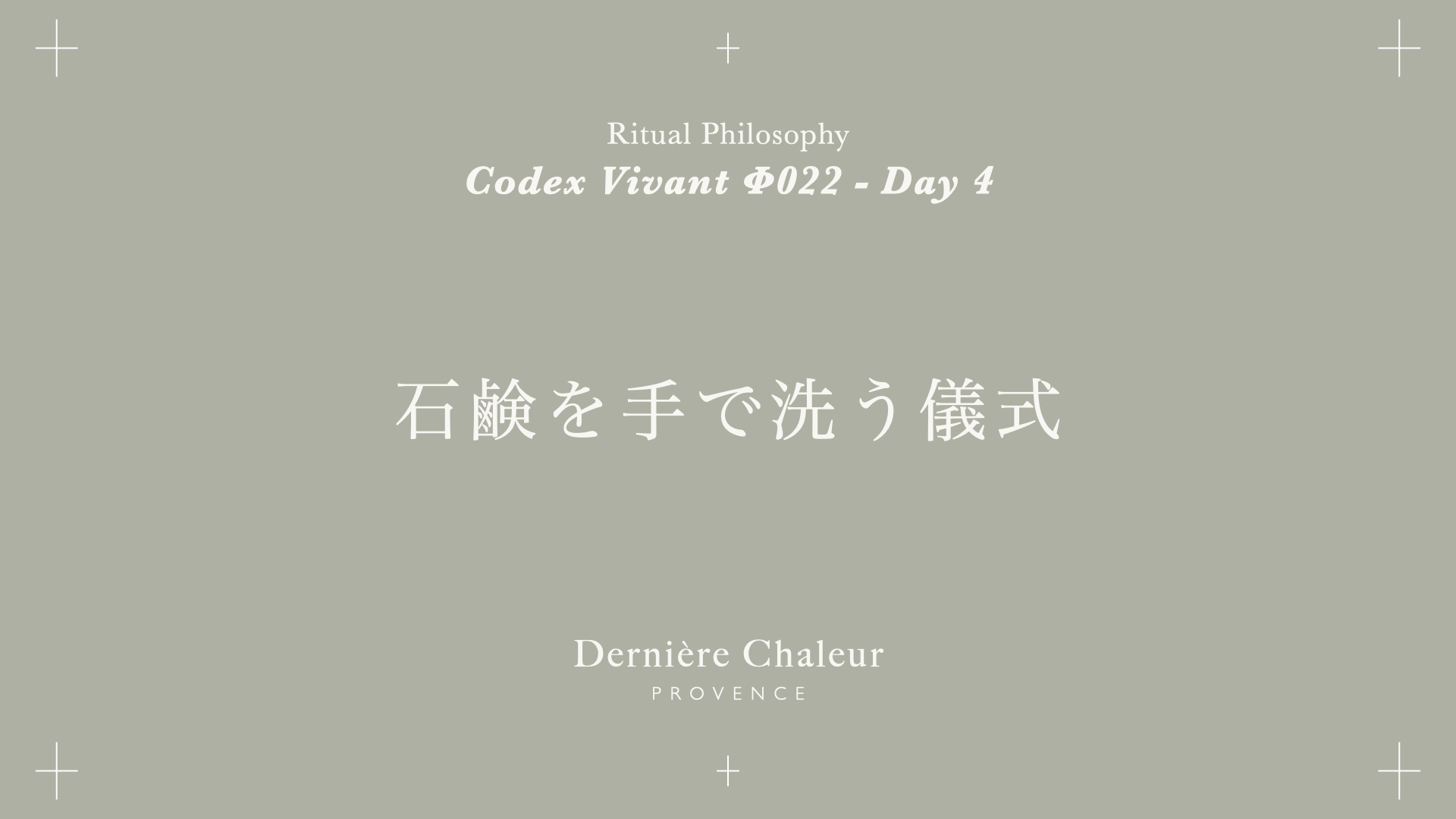 Ritualtude φ022 石鹸を手で洗う儀式 Day 4