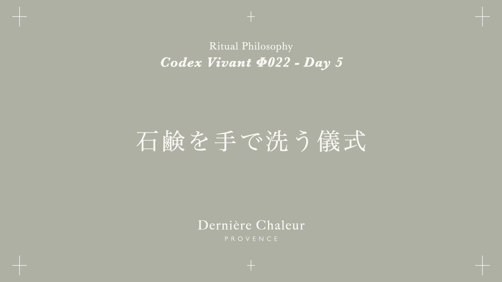 Ritualtude φ022 石鹸を手で洗う儀式 Day 5