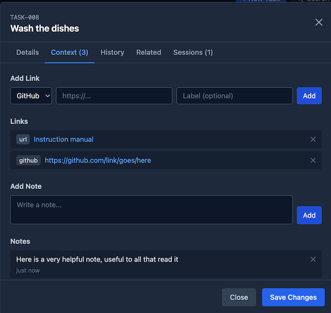 Task card modal screenshot