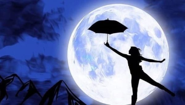 A woman looking at an object with a spiritual background