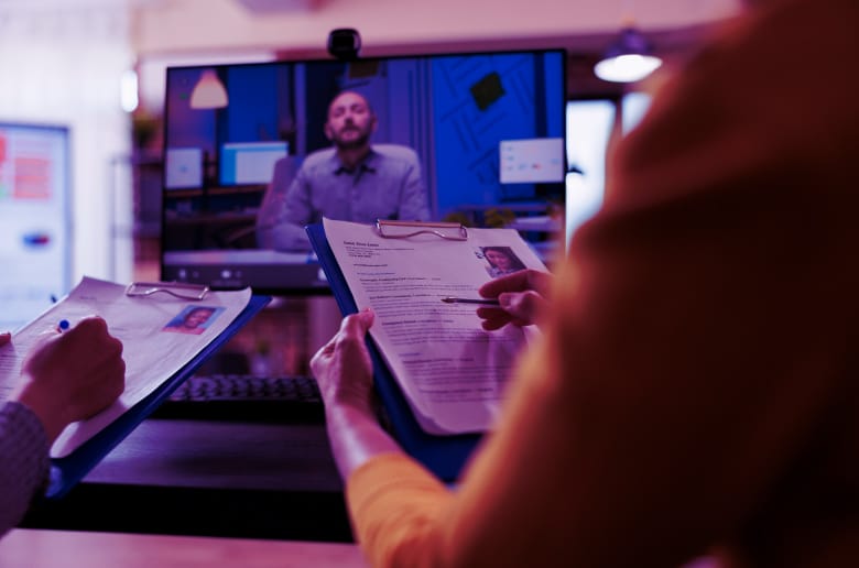 Guys having an online interview. 