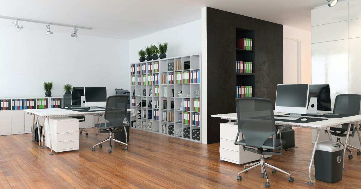 Office space diagonal shot.