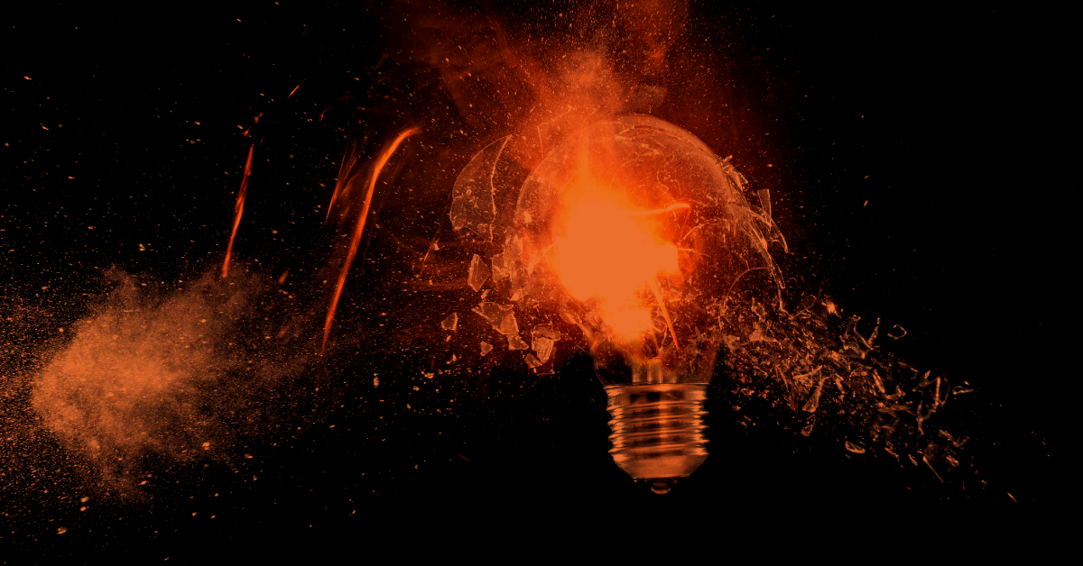 Light balb exploding in the air. 