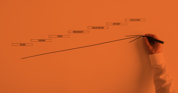 A graph drawing a career path level climbing like stairs. 