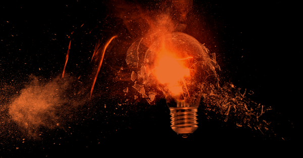 Light balb exploding in the air. 