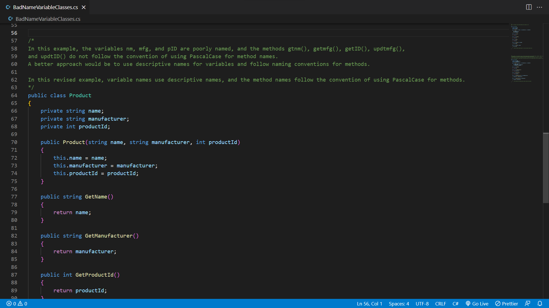 Code Smell - Badly Name Variables