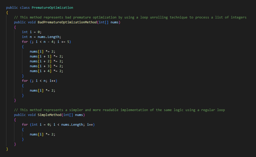 Code Smell - Premature Optimisation