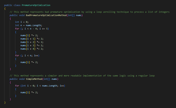 Code Smell - Premature Optimisation