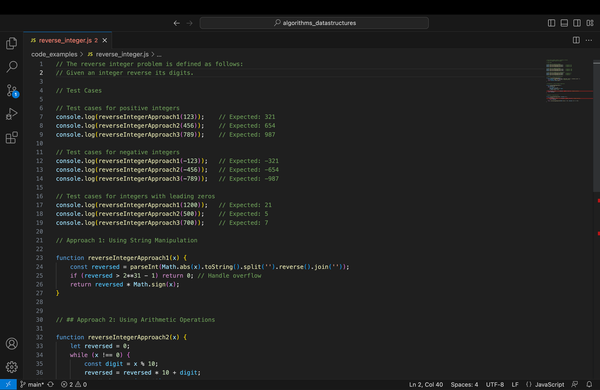 Solving the Reverse Integer Problem in JavaScript
