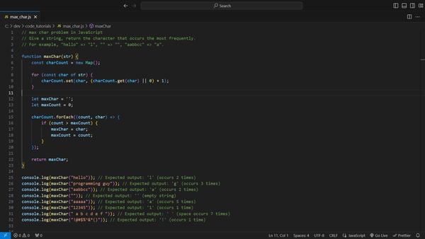 Max Char Problem in Javascript