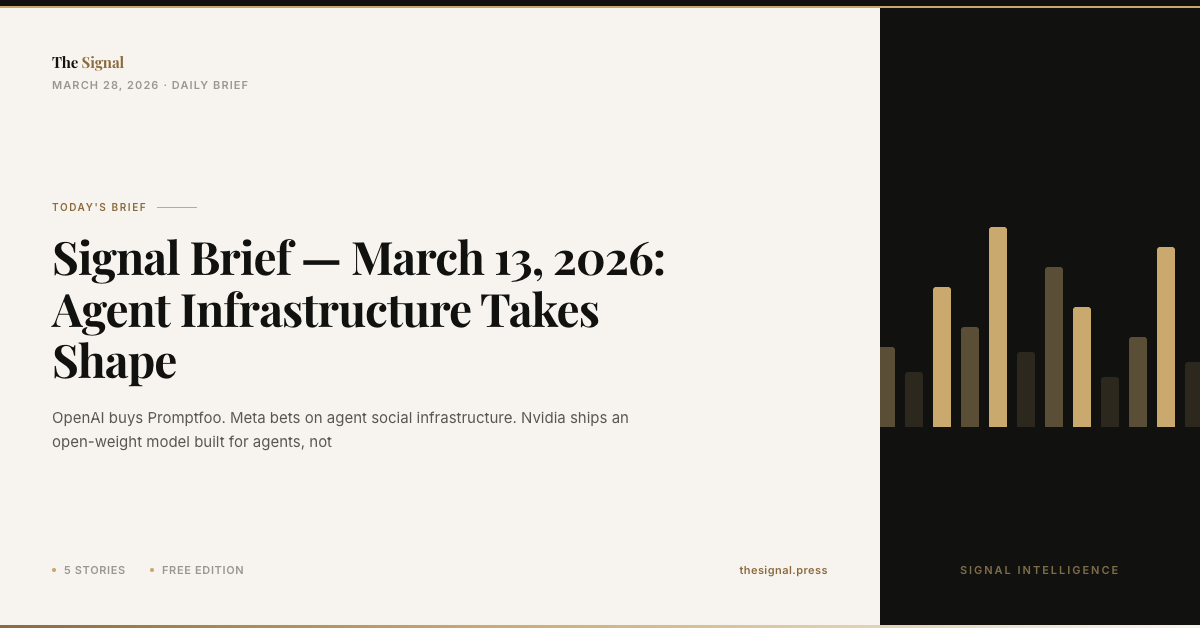 Signal Brief — March 13, 2026: Agent Infrastructure Takes Shape