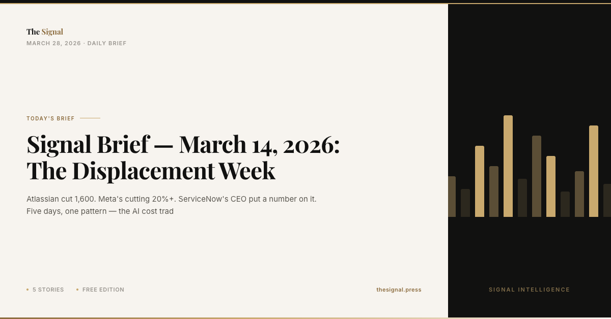Signal Brief — March 14, 2026: The Displacement Week