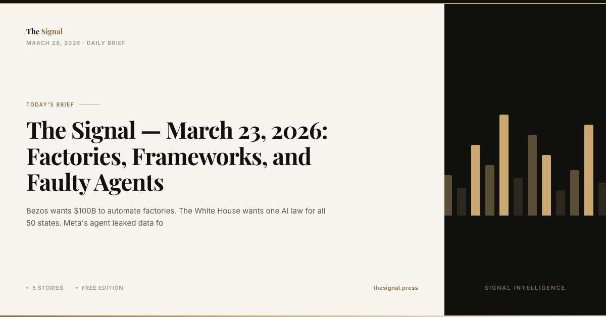 The Signal — March 23, 2026: Factories, Frameworks, and Faulty Agents