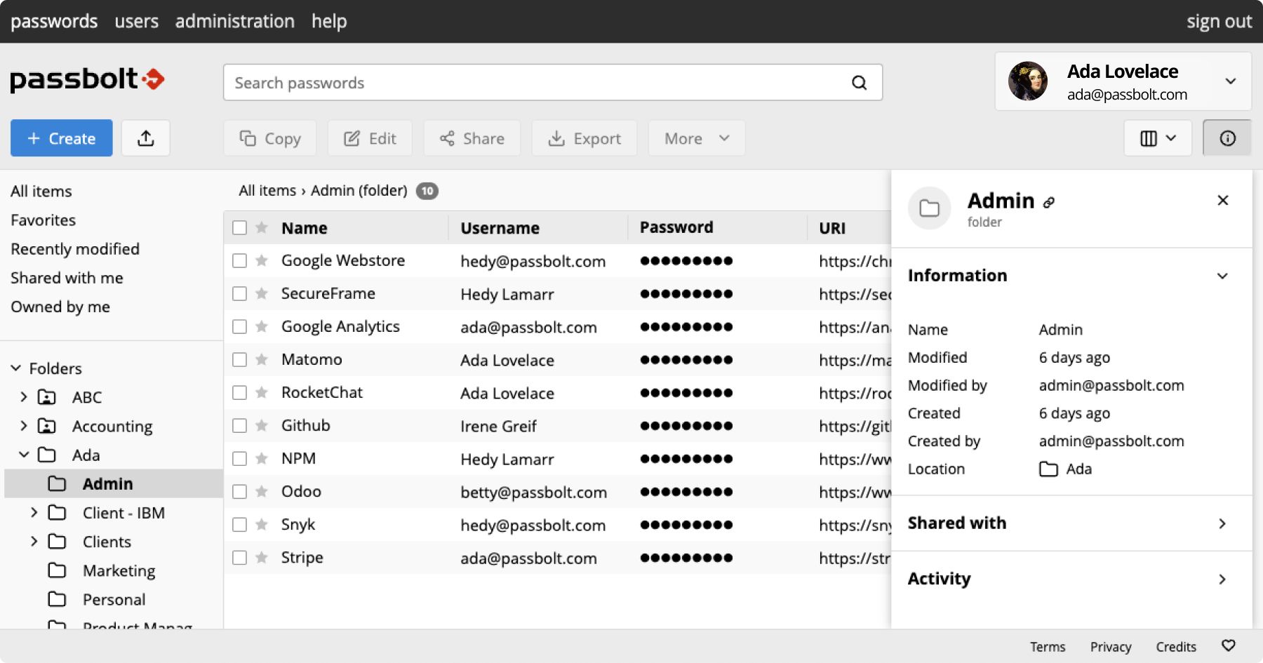 TOTP in passbolt's password workspace, without icons and tags