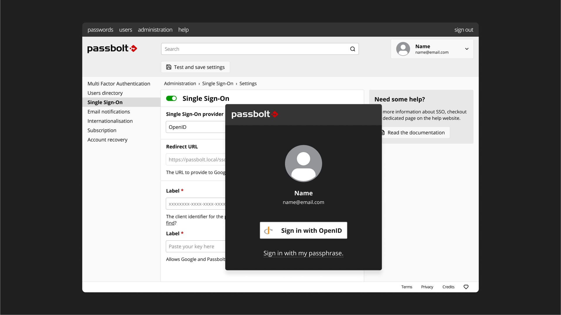 Fig. SSO settings validation step