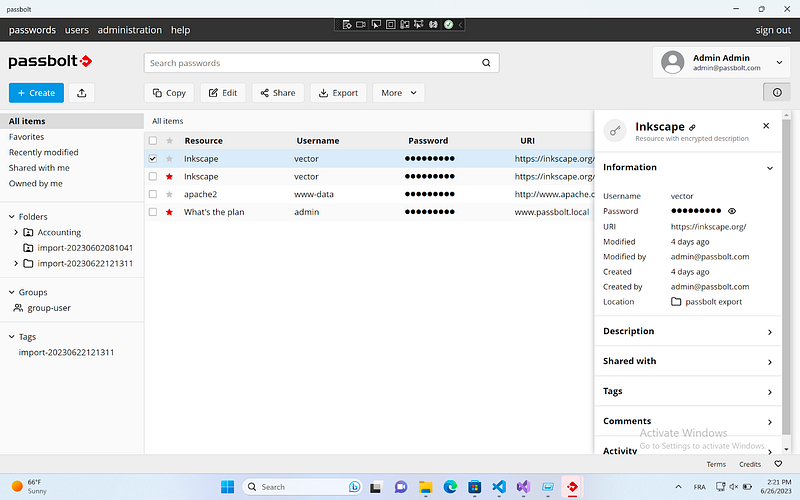 Fig. User's view of the Windows Desktop Application 