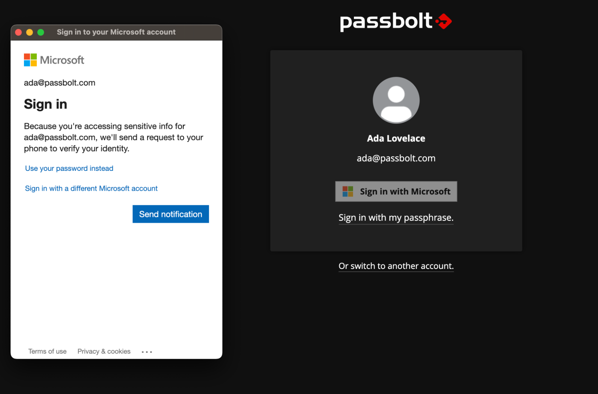 Fig. User's login view with SSO Azure