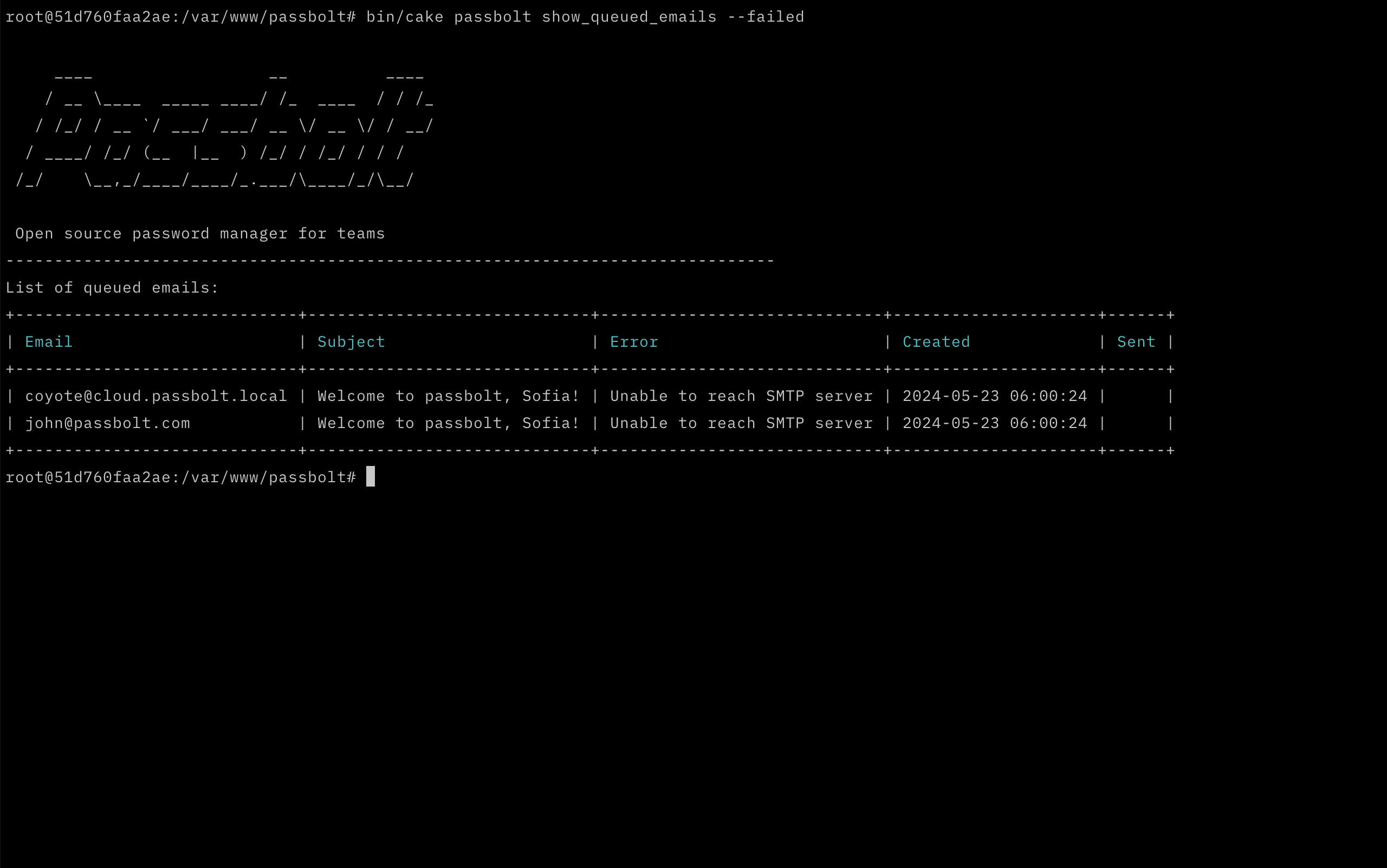 Show queued emails command with all options