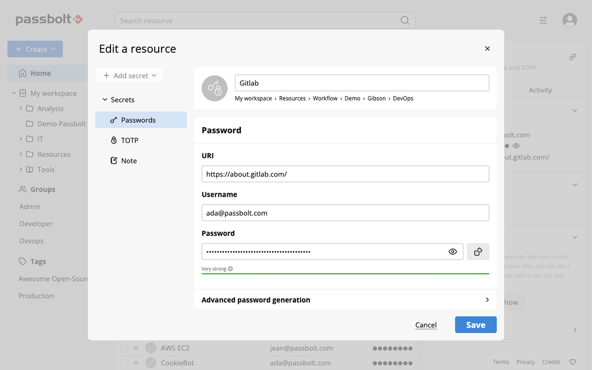 Fig. 4: Resource edit dialog