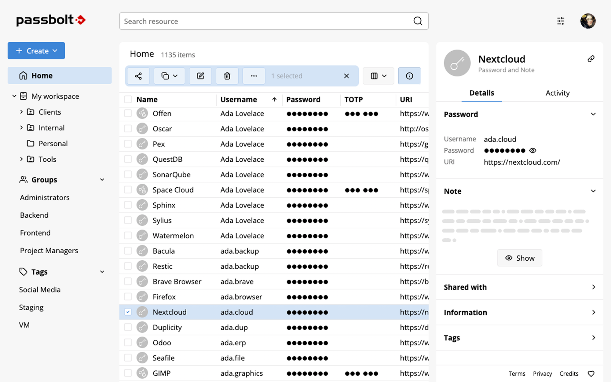 Fig. 1: Main workspace